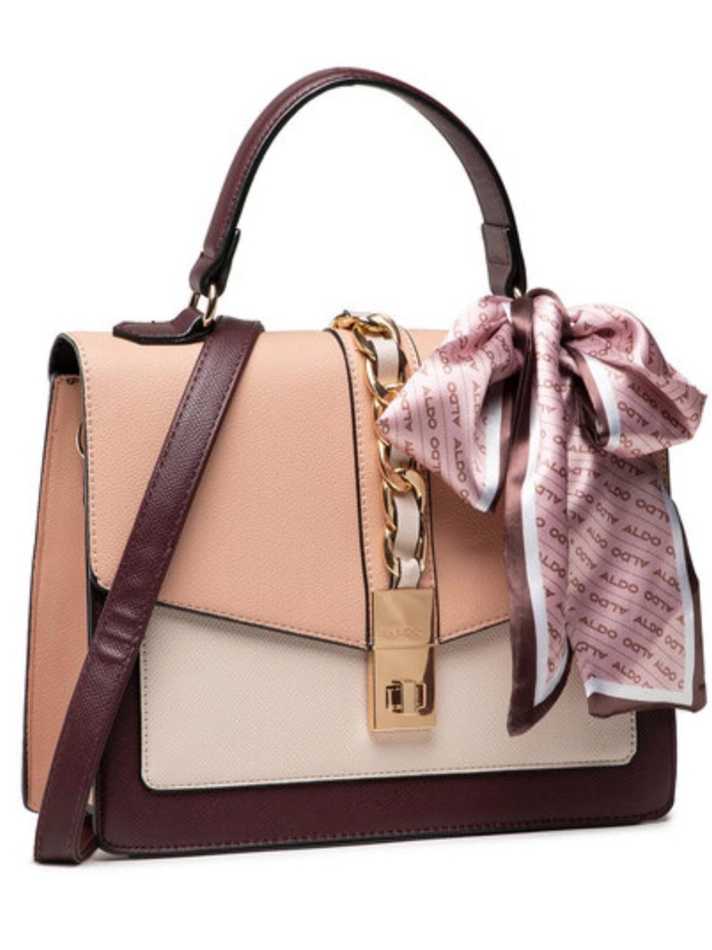 NWT ALDO Multi-Tone Pink & Cream Structured Satchel